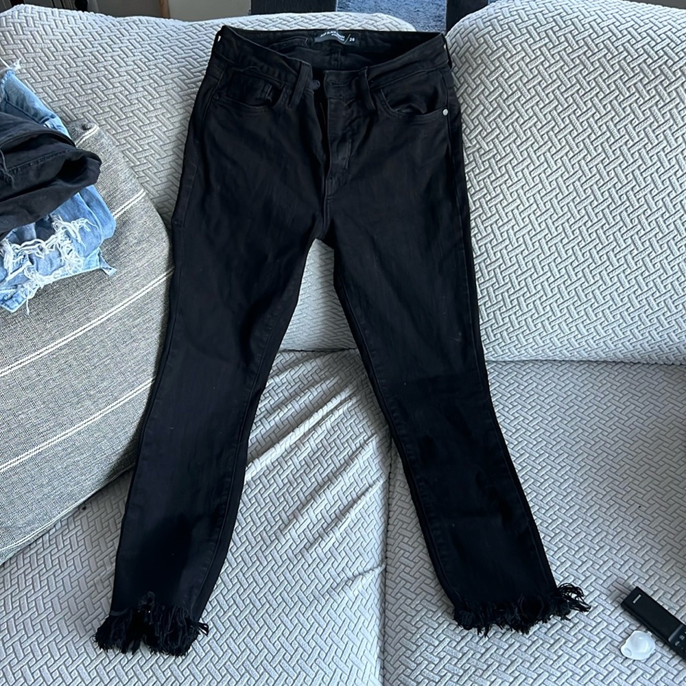 Just black denim cropped fringe jeans size 26
